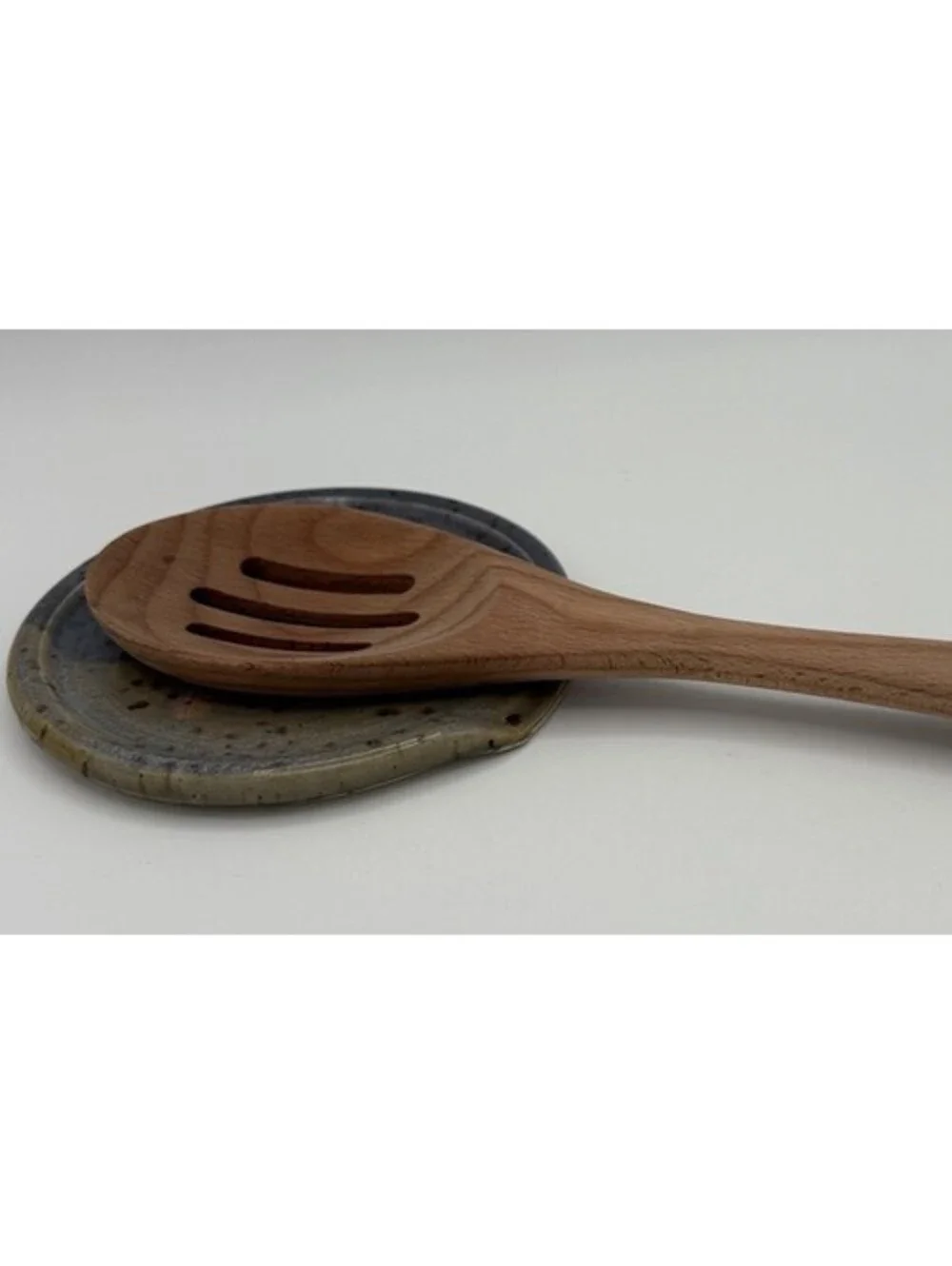 Art Pottery Handmade Ceramic Spoon Rest Blue Studio Signed